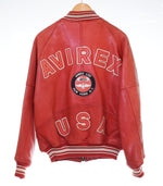 アビレックス AVIREX 90's 90年代 レザー スタジャン ラグラン スタジアムジャンパー ジャケット レッド Sサイズ 103MT-3102