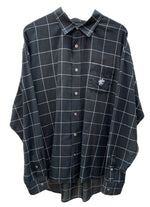 ステューシー STUSSY LIGHT WEIGHT CLASSIC SHIRT ライト ウェイト クラシック ステンカラー フロントボタン 胸ポケット ロゴ 刺繍 BLACK 黒 長袖シャツ チェック ブラック Lサイズ 104MT-1775