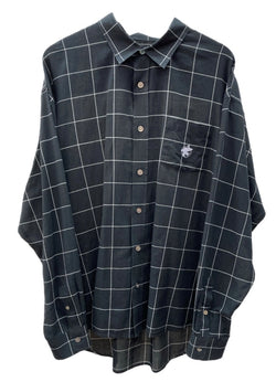 ステューシー STUSSY LIGHT WEIGHT CLASSIC SHIRT ライト ウェイト クラシック ステンカラー フロントボタン 胸ポケット ロゴ 刺繍 BLACK 黒 長袖シャツ チェック ブラック Lサイズ 104MT-1775