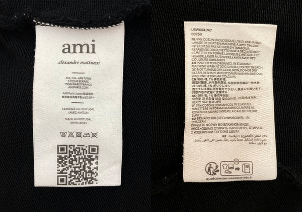 アミパリス AMI PARIS AMI DE COEUR CREWNECK SWEATSHIRT クルーネック スウェットシャツ トレーナー ハート 長袖 パーカー 黒 USW004-747 スウェット 刺繍 ブラック Lサイズ 104MT-2133