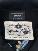 グラム glamb ジョジョの奇妙な冒険 コラボ Iggy vs Pet Shop SHオープンカラー 開襟 ボーリング アロハシャツ 刺繍 黒 サイズ3 半袖シャツ 刺繍 ブラック 104MT-43