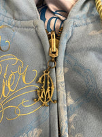 クリスチャンオードジェー Christian Audigier リバーシブル プリント ジップ フーディ Reversible Zip Hoodie 青×シルバー - パーカ ブルー 101MT-5240