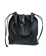 イアパピヨネ ear PAPILLONNER バックル 巾着ショルダーバッグ  本革 黒 2Way EAZ1021212A0008 バッグ レディースバッグ ショルダーバッグ・メッセンジャーバッグ ブラック 101bag-218