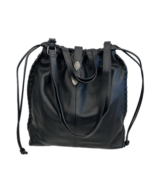 イアパピヨネ ear PAPILLONNER バックル 巾着ショルダーバッグ  本革 黒 2Way EAZ1021212A0008 バッグ レディースバッグ ショルダーバッグ・メッセンジャーバッグ ブラック 101bag-218