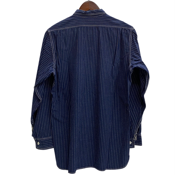 【曜日割引対象外】 リアルマッコイズ The REAL McCOY’S THE DOUBLE DIAMOND  スターウォバッシュ ストライプ デニムシャツ 長袖シャツ ネイビー 15サイズ 201MT-4365 VB