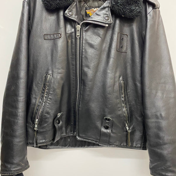 【曜日割引対象外】 ハーレーダビッドソン HARLEY-DAVIDSON 襟ボア ダブルライダース レザー ジャケット ブラック 38サイズ 201MT-4499 VB