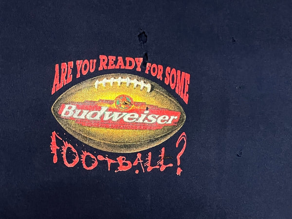 ヴィンテージ vintage 90s 90's DELTA Budweiser ARE YOU READY FOR SOME FOOTBALL? ©1998 バドワイザー カエル フロッグ FLOG Tシャツ ネイビー Lサイズ 101MT-2960