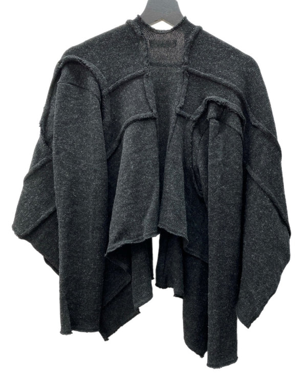コムデギャルソン COMME des GARCONS 2003年製 変形 デザイン ボレロ オープンフロント ウール ナイロン 日本製 GRAY 炭 GK-T044 カーディガン アシンメトリー グレー 104LT-180