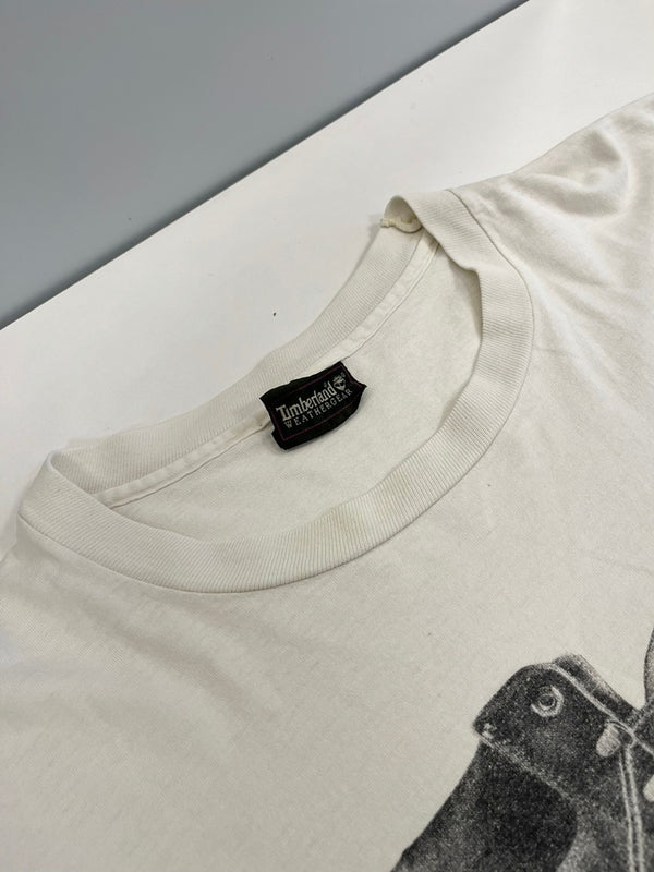 ティンバーランド Timberland 90s Vintage ヴィンテージ ブーツプリントTee 白  シングルステッチ Tシャツ ホワイト 101MT-4831