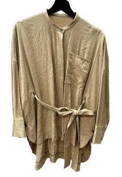 ルフィル LE PHIL SHIRT オーバーシャツ ゆったり シルエット バントカラー ウエストマーク サイドボタン BEIGE 534-9210950 長袖シャツ 無地 ベージュ SIZE1 104LT-126