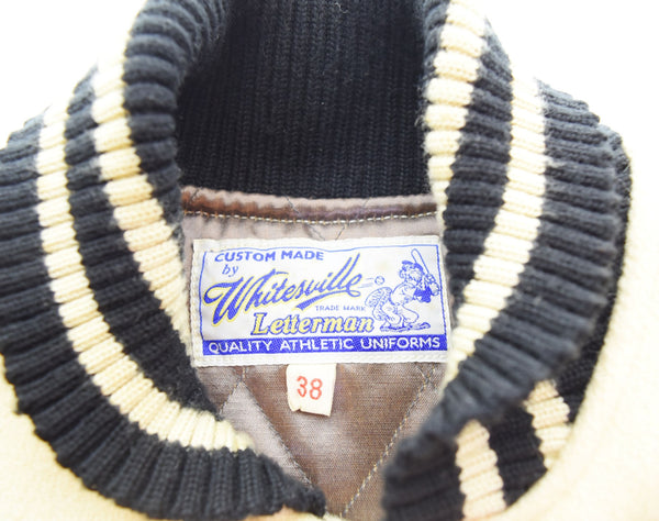 ホワイツビル WHITESVILLE フルデコ レザー切替スタジャン Night Ridersアワードジャケットスタジャン WV11375 38 ジャケット ベージュ 103MT-2490