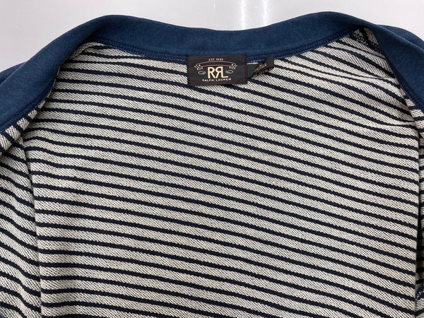 ダブルアールエル RRL SWEAT CARDIGAN 一ツ星タグ スウェット地 ボーダー 紺 カーディガン 無地 ネイビー Mサイズ 104MT-2021