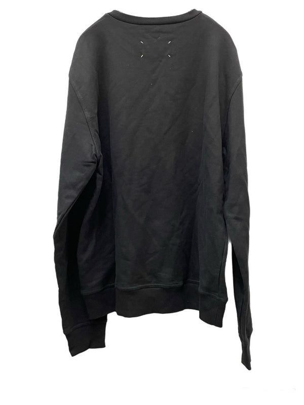 メゾンマルジェラ Maison Margiela  アップサイドダウンロゴ 刺繍 クルーネック スウェット S50GU0166 54 ブラック 601MT-42