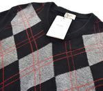 セリーヌ Céline Argyle アーガイル柄 Vネック ウール 長袖ニット セーター  ブラック SSサイズ 103MT-3435