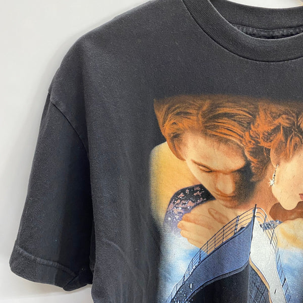 【曜日割引対象外】 ヴィンテージ vintage 90's タイタニック Titanic Movie tee DANISH USA製 Tシャツ ブラック Lサイズ 201MT-3585 VB