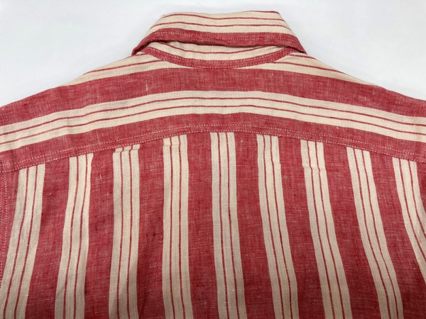 ラルフローレン RalphLauren ポロ POLO 23SS 現行タグ ストライプドベルテッド リネン ミディシャツ ドレス SHIRT LINEN 麻 DRESS ロング丈 RED 赤 BEIGE ベージュ ワンピース ストライプ レッド SIZE4 104LT-188