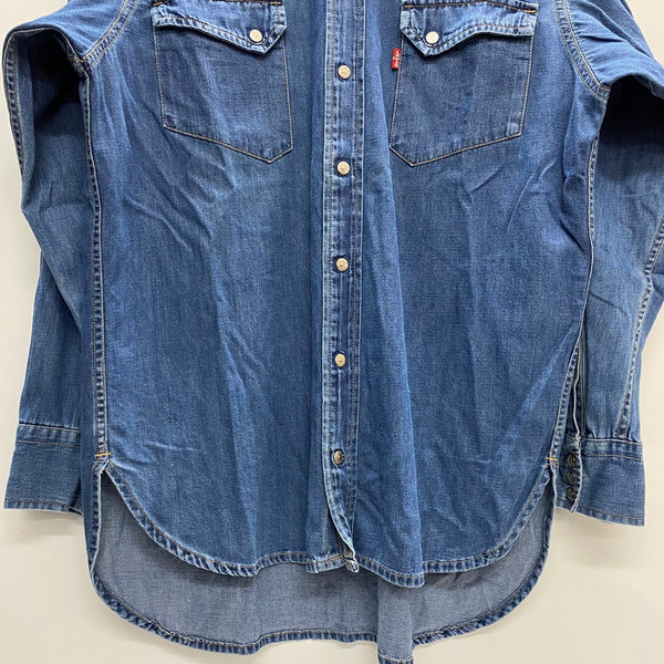 【曜日割引対象外】 リーバイス Levi's 90's 復刻 ショートホーン デニムウエスタンシャツ 日本製 54502-05 長袖シャツ ブルー Mサイズ 201MT-4393 VB