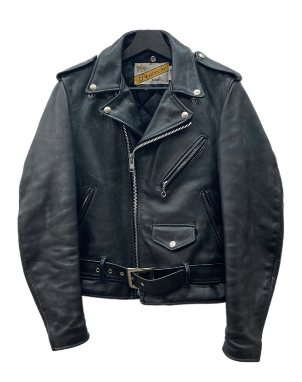 ショット SCHOTT Perfecto LEATHER JACKET レザー ジャケット ダブル ライダース バイカー アウトドア USA製 アウター 黒 サイズ 34 ジャケット 無地 ブラック 104MT-1692