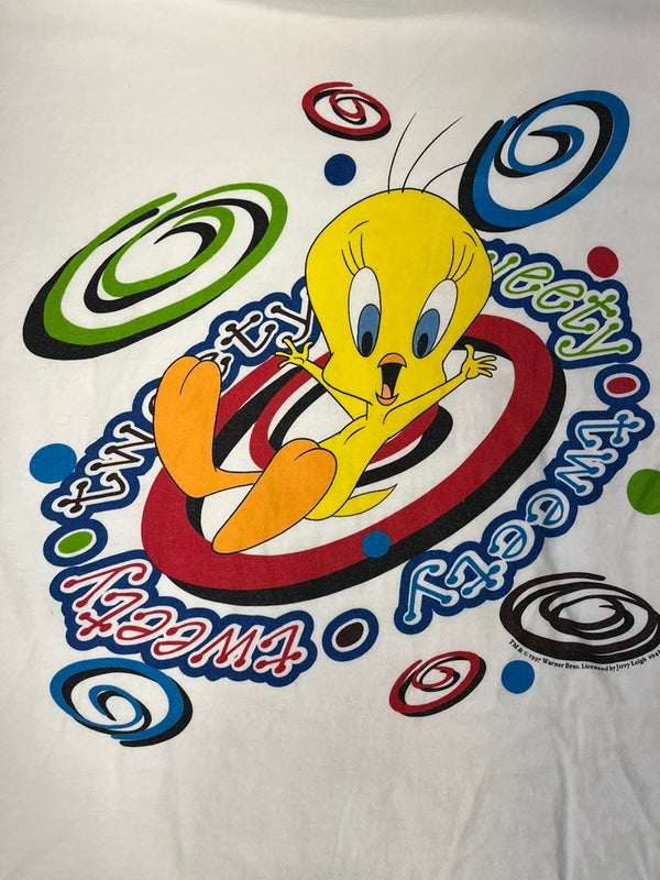 US US古着 90s ©1997 ヴィンテージ Vintage TWEETY トゥイーティ ルーニーチューンズ キャラT シングルステッチ XL Tシャツ ホワイト LLサイズ 101MT-4848