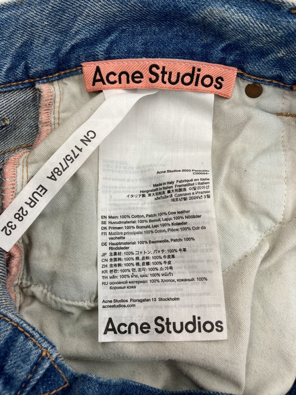 アクネストゥディオズ Acne Studios Unisex スーパー バギー フィット ジーンズ ワイド レッグ スタイル ミッドブルー 無地 C00054 デニム ブルー 28/32 104MB-92