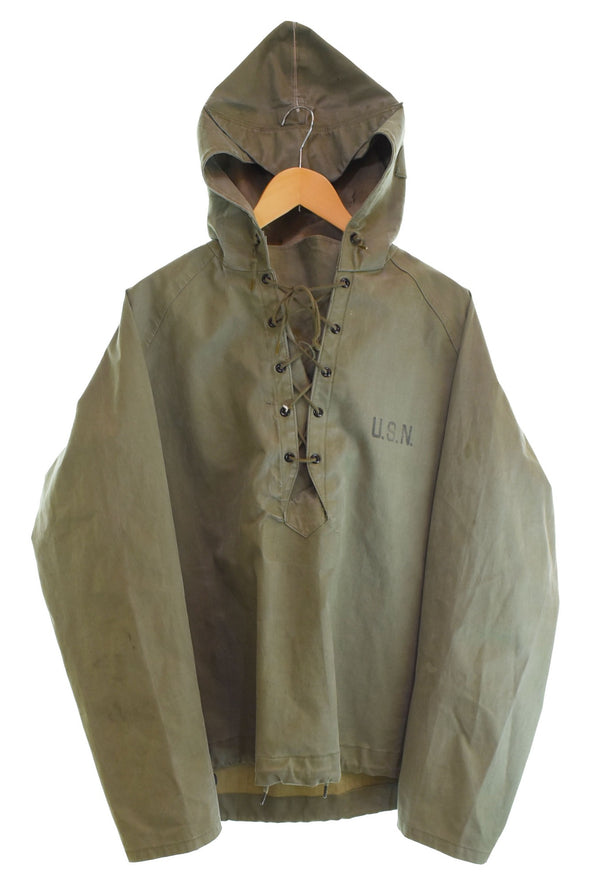 ミリタリーアイテム Military items 40s USNAVY N-2 デッキレインパーカー 前期 40's アメリカ海軍 レースアップ アノラック ジャケット カーキ 103MT-2529