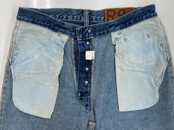 ダブルアールエル RRL DENIM PANTS デニム パンツ ボタンフライ ジーパン ジーンズ USA製 Ralph Lauren インディゴ 青 ロゴ 36-4609955WXS デニム ブルー サイズ 32 104MB-217