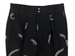 ベッドフォード BED J.W. FORD FEATHER FLARE SLACKS PANTS フェザー フレア スラックス パンツ 羽根 ジップフライ 黒 総柄 スラックス ブラック サイズ 1 104MB-287