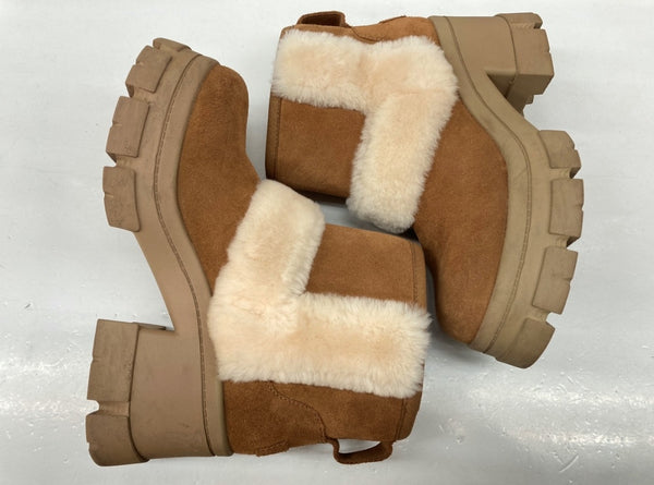アグ UGG Brooklyn Sunburst ブルックリン サンバースト Boots 厚底 ヒール スエード ファー ムートン BROWN 茶色 1145710 レディース靴 ブーツ ムートンブーツ ブラウン 25cm 104S-702