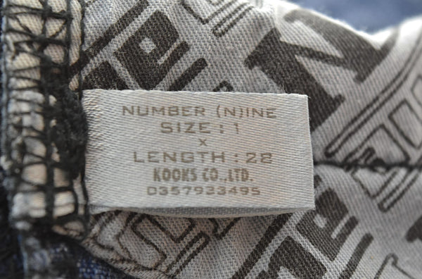 ナンバーナイン NUMBER NINE 01SS IME タイム期 センターシーム入り デニムパンツ 青 デニム ブルー 1 103MB-434