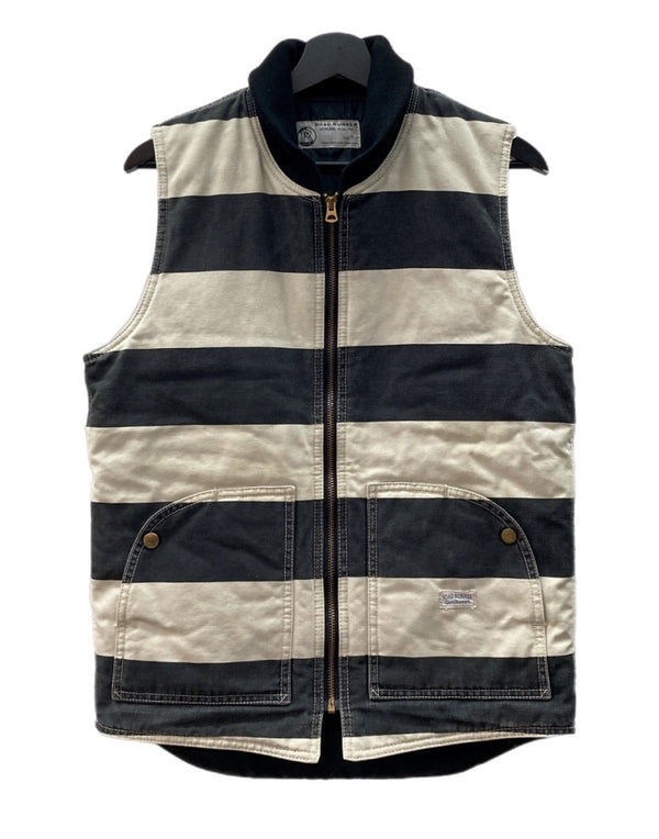 ロードランナー ROAD RUNNER KOBE PRISONER VEST プリズナー ベスト 囚人ベスト ダック ジップアップ ライダース 紺 ベスト ボーダー ネイビー Mサイズ 104MT-2003