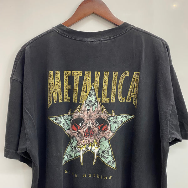 【曜日割引対象外】 ヴィンテージ vintage 90's メタリカ METALLICA PUSHEAD KING NOTHING GIANT Tシャツ ブラック 201MT-3932 VB