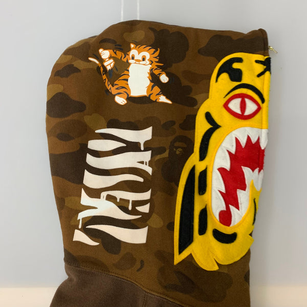 アベイシングエイプ A BATHING APE Tiger Full Zip Hoodie 虎柄 パーカ ブラウン Sサイズ 201MT-4310