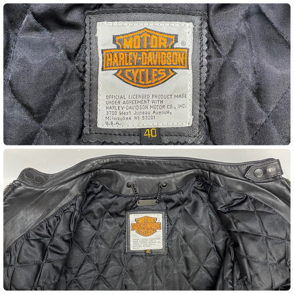 【曜日割引対象外】 ハーレーダビッドソン HARLEY-DAVIDSON USA製 SCREAMIN EAGLE レザージャケット シングルライダースジャケット ジャケット ブラック 40サイズ 201MT-4533 VB