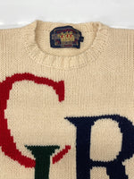 チャップス CHAPS 80s LOGO SWEATER ロゴ セーター 水兵 兵隊タグ ニット 厚手 CRL Ralph Lauren 白 セーター ロゴ ホワイト Lサイズ 104MT-2297