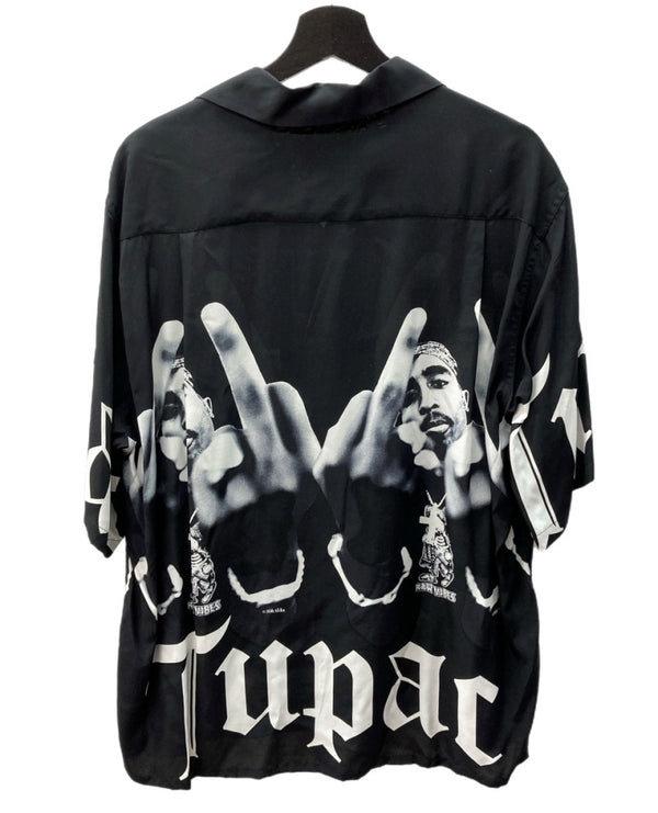 ワコマリア WACKO MARIA 23SS 2PAC HAWAIIAN SHART ハワイアン レーヨン シャツ 黒 半袖シャツ 総柄 ブラック Lサイズ 104MT-1644