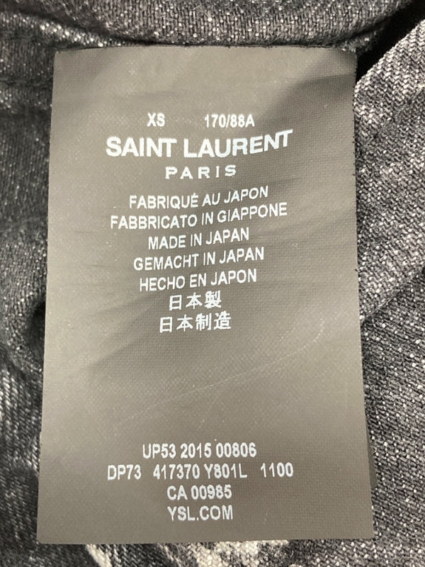 サンローラン Saint Laurent 16ss BLEACH DENIM JACKET ブリーチ デニム ジャケット スタッズ スター Gジャン ブリーチ加工 灰 417370 Y801L ジャケット 星 グレー XSサイズ 104MT-986