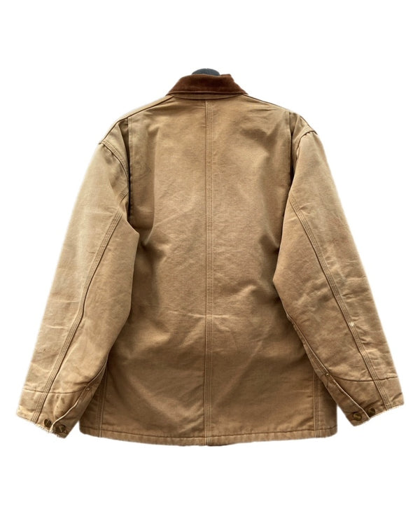 カーハート Carhartt MICHIGAN CHORE COAT ミシガン チョア コート ダック カバーオール 裏ブランケット ボタン アウター ジャケット 薄茶 サイズ 42 ジャケット ロゴ ベージュ 104MT-1958
