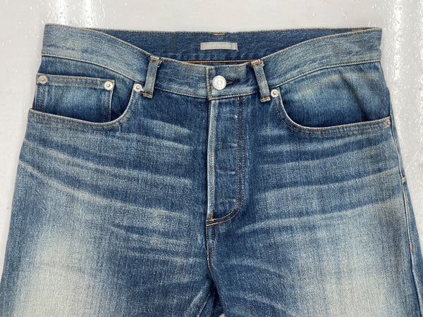 ディオール Dior SLIM 17.5 DENIM PANTS デニム パンツ セルビッチ ストレート ボタンフライ ジーンズ 青 ロゴ 013D001DY994 デニム ブルー サイズ 29 104MB-261