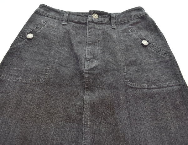 ピンクハウス PINK HOUSE 裾ベアーフラワー刺繍 デニムスカート スカート ブラック Mサイズ 103LB-9