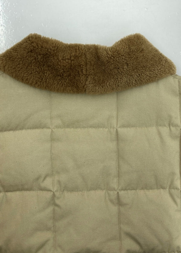 ダブルアールエル RRL QUILTING DOWN Jacket キルティング ダウン ジャケット 襟ボア ジップアップ 三ツ星タグ USA製 Ralph Lauren 薄茶 C-TK1247 ジャケット 無地 ベージュ Sサイズ 104MT-1374