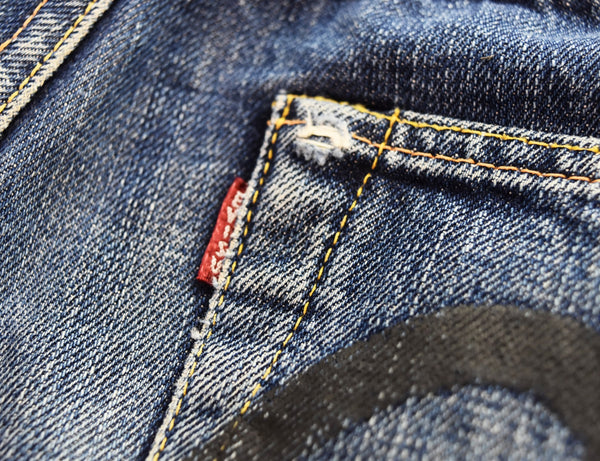 エヴィス EVISU カモメ 革パッチ デニムパンツ 34✕35 デニム ブルー 34 103MB-584