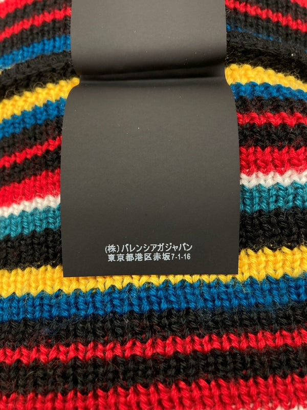 バレンシアガ BALENCIAGA ロゴ 刺繍 ニット クルーネック ダメージ加工 ストライプ UP57 2018 00224 セーター ボーダー マルチカラー Mサイズ 104MT-632