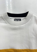 ディーゼル DIESEL T STREAP DIVISION ロゴ Tシャツ クルーネック 半袖 カットソー 刺繍 白 A03750 Tシャツ ロゴ ホワイト Mサイズ 104MT-1338