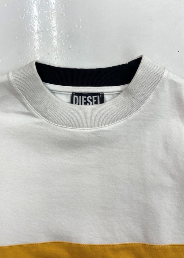 ディーゼル DIESEL T STREAP DIVISION ロゴ Tシャツ クルーネック 半袖 カットソー 刺繍 白 A03750 Tシャツ ロゴ ホワイト Mサイズ 104MT-1338