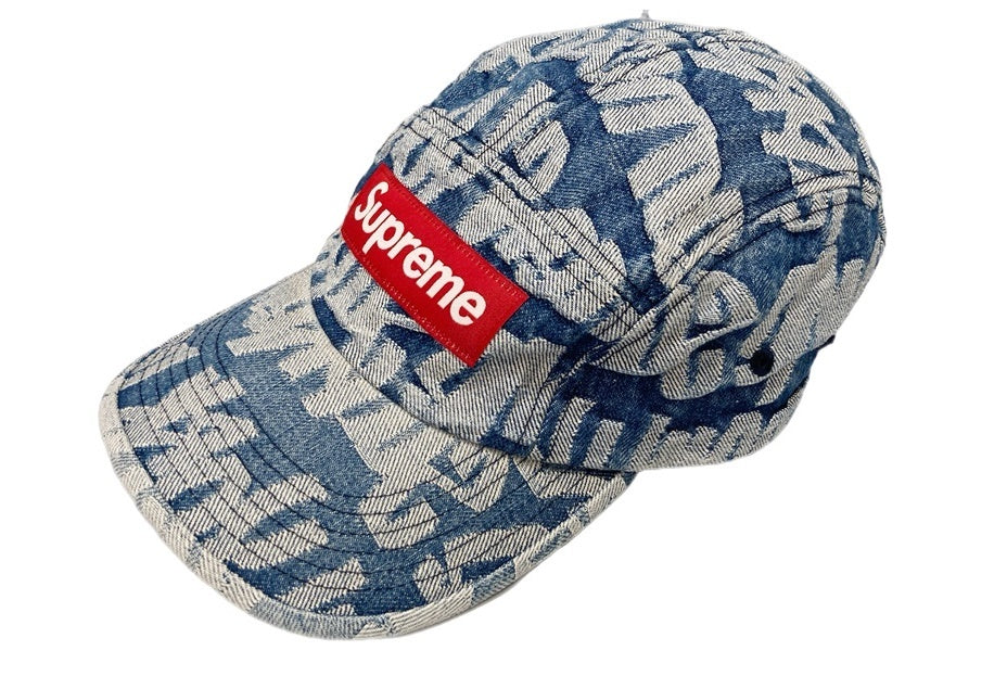 シュプリーム SUPREME Fat Tip Jacquard Denim Camp Cap 20SS ボックスロゴ 総柄 デニム 帽子 メンズ帽子  キャップ ロゴ ブルー 101hat-75 | 古着通販のドンドンサガール