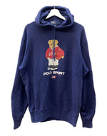 ラルフローレン RalphLauren 90s POLO BEAR HOODY ポロ ベア フーディー パーカー プルオーバー バスケ 薄手 スウェット 紺 パーカ プリント ネイビー Mサイズ 104MT-2065