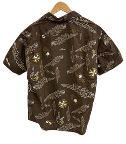 レッドテイル RED TAiL WiLD DRAGON ワイルドドラゴン 開衿 オープンカラーシャツ 茶 半袖シャツ ブラウン Mサイズ 101MT-4066