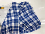 ラルフローレン RalphLauren ポロ POLO 現行タグ プラッド コットン Vネック ドレス Aライン アンクル丈 パフドスリーブ インド製 BLUE 青 211845958001 ワンピース ギンガムチェック ブルー SIZE0 104LT-194