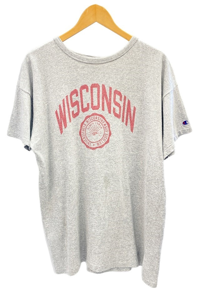 チャンピオン Champion 80s トリコタグ USA製 US古着 カレッジプリント WISCONSIN ヴィンテージ 染み込みプリント XXL  Tシャツ プリント グレー 3Lサイズ 101MT-2433 | 古着通販のドンドンサガール