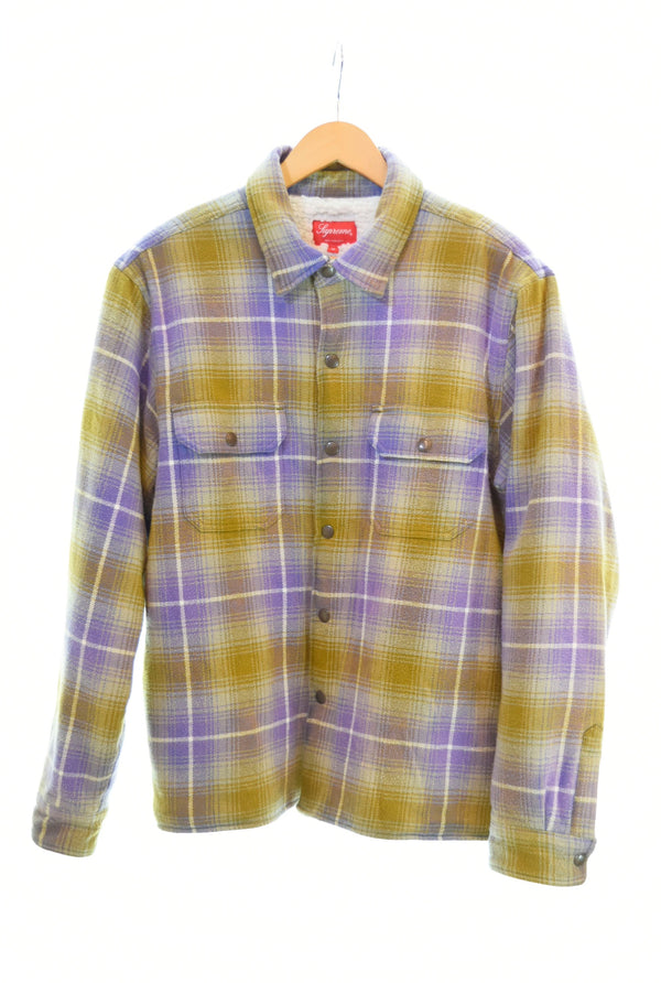 シュプリーム SUPREME 22AW Shearling Lined Flannel Shirt シアリング ラインド フランネル シャツ ボア ジャケット ジャケット パープル Mサイズ 103MT-991